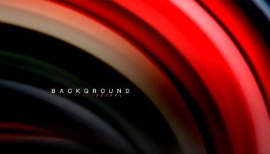 Siyah arkaplanda soyut dalga çizgileri sıvı gökkuşağı stili renk çizgileri