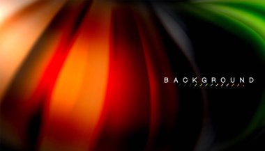 Siyah arkaplanda soyut dalga çizgileri sıvı gökkuşağı stili renk çizgileri