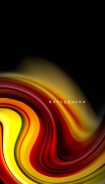 Siyah arkaplanda soyut dalga çizgileri sıvı gökkuşağı stili renk çizgileri