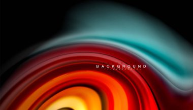 Siyah arkaplanda soyut dalga çizgileri sıvı gökkuşağı stili renk çizgileri