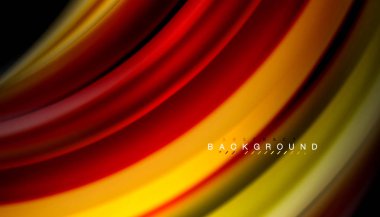 Siyah arkaplanda soyut dalga çizgileri sıvı gökkuşağı stili renk çizgileri