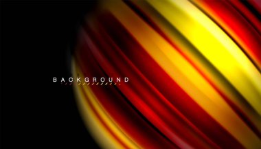 Siyah arkaplanda soyut dalga çizgileri sıvı gökkuşağı stili renk çizgileri