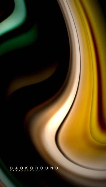 Líneas de onda abstractas fluidas rayas de color de estilo arco iris sobre fondo negro — Archivo Imágenes Vectoriales