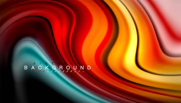 Linhas de onda abstratas estilo arco-íris fluido listras de cor no fundo preto —  Vetores de Stock