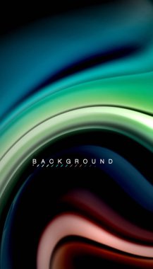 Siyah arkaplanda soyut dalga çizgileri sıvı gökkuşağı stili renk çizgileri