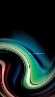 Siyah arkaplanda soyut dalga çizgileri sıvı gökkuşağı stili renk çizgileri