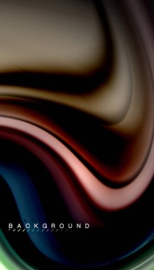 Siyah arkaplanda soyut dalga çizgileri sıvı gökkuşağı stili renk çizgileri