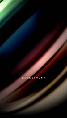 Siyah arkaplanda soyut dalga çizgileri sıvı gökkuşağı stili renk çizgileri