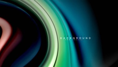 Siyah arkaplanda soyut dalga çizgileri sıvı gökkuşağı stili renk çizgileri