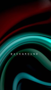 Siyah arkaplanda soyut dalga çizgileri sıvı gökkuşağı stili renk çizgileri