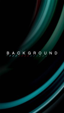 Siyah arkaplanda soyut dalga çizgileri sıvı gökkuşağı stili renk çizgileri