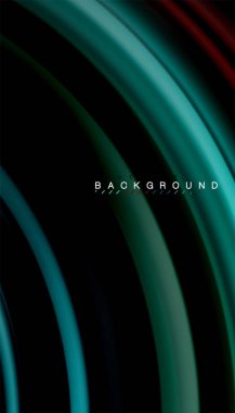 Siyah arkaplanda soyut dalga çizgileri sıvı gökkuşağı stili renk çizgileri