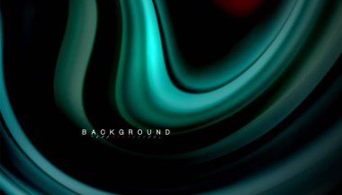 Siyah arkaplanda soyut dalga çizgileri sıvı gökkuşağı stili renk çizgileri