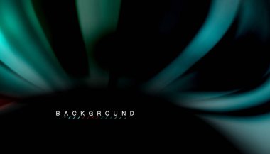 Siyah arkaplanda soyut dalga çizgileri sıvı gökkuşağı stili renk çizgileri