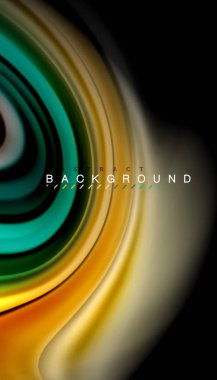 Siyah arkaplanda soyut dalga çizgileri sıvı gökkuşağı stili renk çizgileri