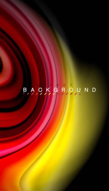 Siyah arkaplanda soyut dalga çizgileri sıvı gökkuşağı stili renk çizgileri