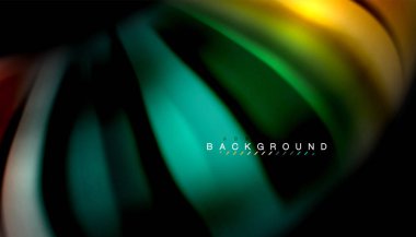 Siyah arkaplanda soyut dalga çizgileri sıvı gökkuşağı stili renk çizgileri