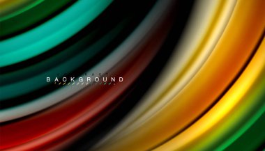 Siyah arkaplanda soyut dalga çizgileri sıvı gökkuşağı stili renk çizgileri