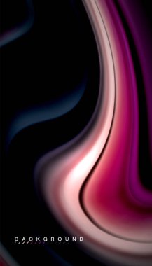 Siyah arkaplanda soyut dalga çizgileri sıvı gökkuşağı stili renk çizgileri