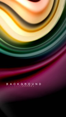 Siyah arkaplanda soyut dalga çizgileri sıvı gökkuşağı stili renk çizgileri