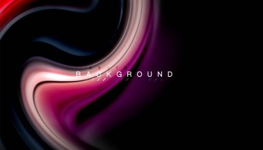 Siyah arkaplanda soyut dalga çizgileri sıvı gökkuşağı stili renk çizgileri