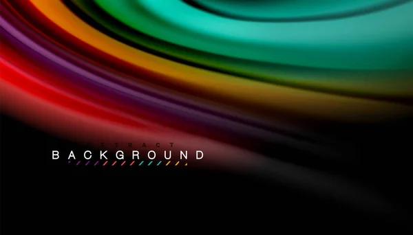 Lignes d'onde abstraites bandes de couleur fluide de style arc-en-ciel sur fond noir — Image vectorielle