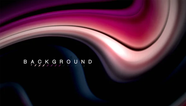 アブストラクト波線黒の背景に流体虹色のストライプ — ストックベクタ
