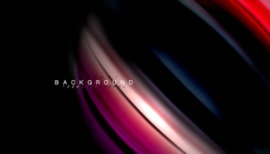 Siyah arkaplanda soyut dalga çizgileri sıvı gökkuşağı stili renk çizgileri