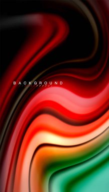 Siyah arkaplanda soyut dalga çizgileri sıvı gökkuşağı stili renk çizgileri