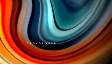 Siyah arkaplanda soyut dalga çizgileri sıvı gökkuşağı stili renk çizgileri