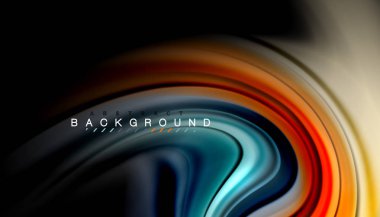 Siyah arkaplanda soyut dalga çizgileri sıvı gökkuşağı stili renk çizgileri