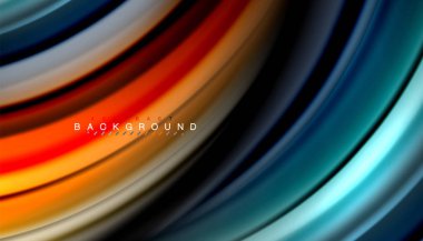 Siyah arkaplanda soyut dalga çizgileri sıvı gökkuşağı stili renk çizgileri