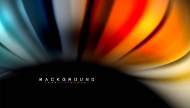 Siyah arkaplanda soyut dalga çizgileri sıvı gökkuşağı stili renk çizgileri