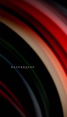 Siyah arkaplanda soyut dalga çizgileri sıvı gökkuşağı stili renk çizgileri