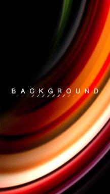 Siyah arkaplanda soyut dalga çizgileri sıvı gökkuşağı stili renk çizgileri