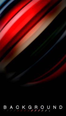 Siyah arkaplanda soyut dalga çizgileri sıvı gökkuşağı stili renk çizgileri