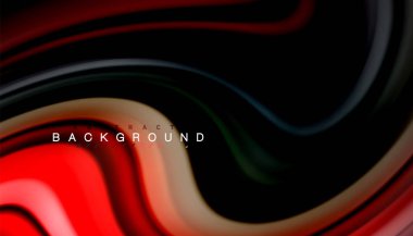 Siyah arkaplanda soyut dalga çizgileri sıvı gökkuşağı stili renk çizgileri