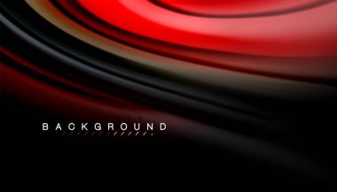 Siyah arkaplanda soyut dalga çizgileri sıvı gökkuşağı stili renk çizgileri