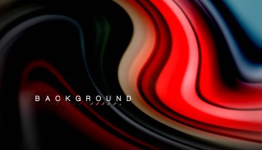 Siyah arkaplanda soyut dalga çizgileri sıvı gökkuşağı stili renk çizgileri