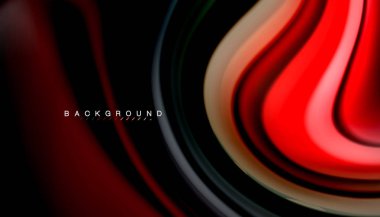 Siyah arkaplanda soyut dalga çizgileri sıvı gökkuşağı stili renk çizgileri