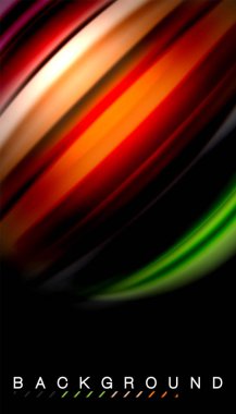 Siyah arkaplanda soyut dalga çizgileri sıvı gökkuşağı stili renk çizgileri