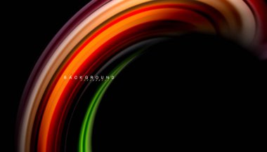 Siyah arkaplanda soyut dalga çizgileri sıvı gökkuşağı stili renk çizgileri