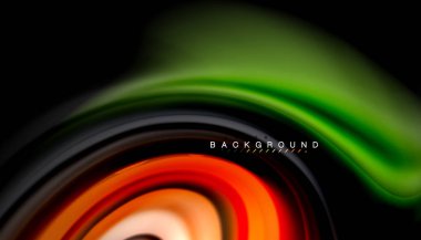 Siyah arkaplanda soyut dalga çizgileri sıvı gökkuşağı stili renk çizgileri