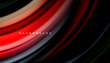 Siyah arkaplanda soyut dalga çizgileri sıvı gökkuşağı stili renk çizgileri