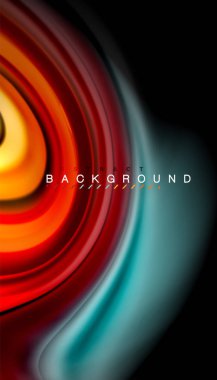 Siyah arkaplanda soyut dalga çizgileri sıvı gökkuşağı stili renk çizgileri