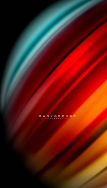 Siyah arkaplanda soyut dalga çizgileri sıvı gökkuşağı stili renk çizgileri