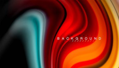 Siyah arkaplanda soyut dalga çizgileri sıvı gökkuşağı stili renk çizgileri