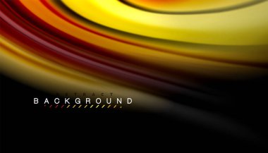 Dalga satırları sıvı gökkuşağı tarzı renk çizgili siyah arka plan üzerine soyut. Sunum, app duvar kağıdı, başlık sayfası veya poster için sanatsal illüstrasyon vektör