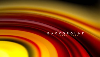 Siyah arkaplanda soyut dalga çizgileri sıvı gökkuşağı stili renk çizgileri