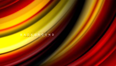 Siyah arkaplanda soyut dalga çizgileri sıvı gökkuşağı stili renk çizgileri